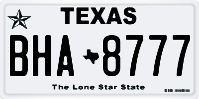 TX license plate BHA8777