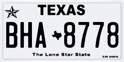 TX license plate BHA8778