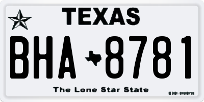 TX license plate BHA8781