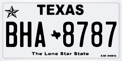 TX license plate BHA8787