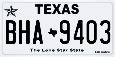 TX license plate BHA9403