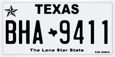 TX license plate BHA9411