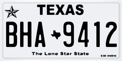 TX license plate BHA9412
