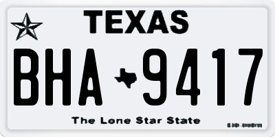 TX license plate BHA9417