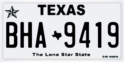 TX license plate BHA9419