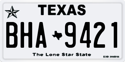 TX license plate BHA9421
