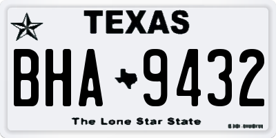 TX license plate BHA9432