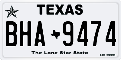 TX license plate BHA9474