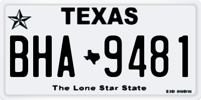 TX license plate BHA9481