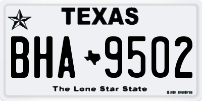 TX license plate BHA9502