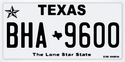TX license plate BHA9600
