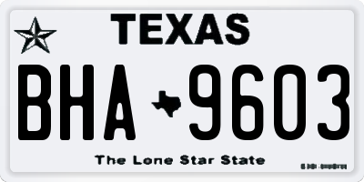 TX license plate BHA9603