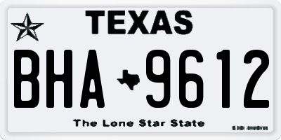 TX license plate BHA9612