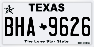 TX license plate BHA9626
