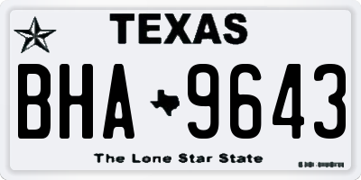 TX license plate BHA9643