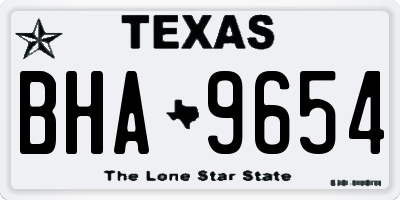 TX license plate BHA9654