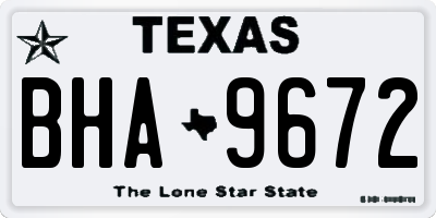 TX license plate BHA9672