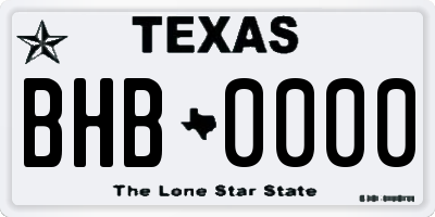 TX license plate BHB0000