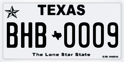 TX license plate BHB0009