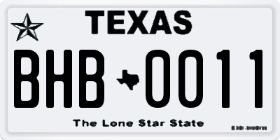 TX license plate BHB0011
