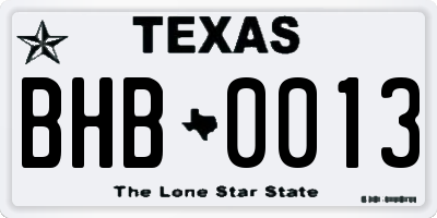 TX license plate BHB0013