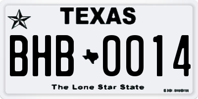TX license plate BHB0014