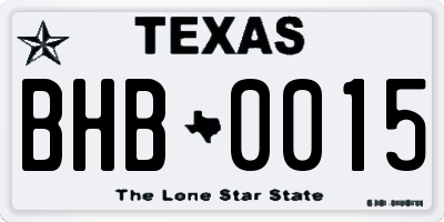 TX license plate BHB0015