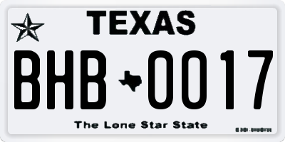 TX license plate BHB0017