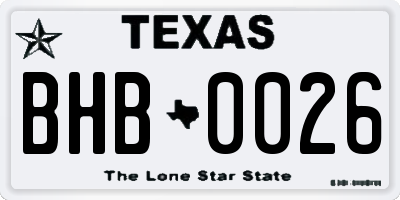 TX license plate BHB0026