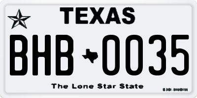 TX license plate BHB0035