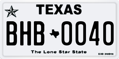 TX license plate BHB0040