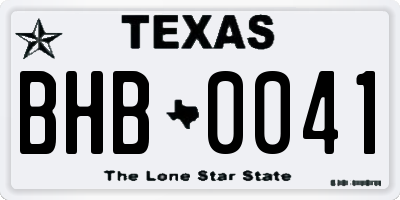TX license plate BHB0041