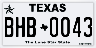 TX license plate BHB0043
