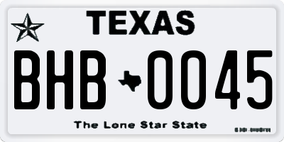 TX license plate BHB0045