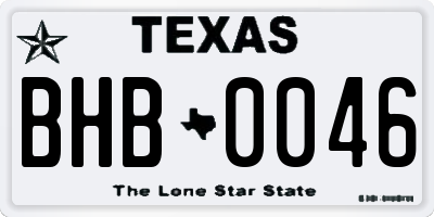 TX license plate BHB0046