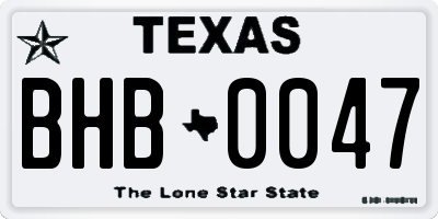 TX license plate BHB0047