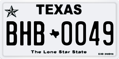 TX license plate BHB0049
