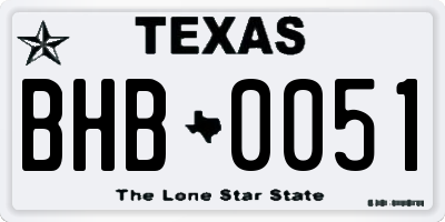 TX license plate BHB0051
