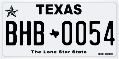 TX license plate BHB0054