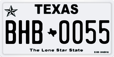 TX license plate BHB0055