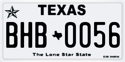 TX license plate BHB0056