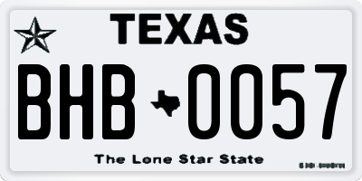 TX license plate BHB0057