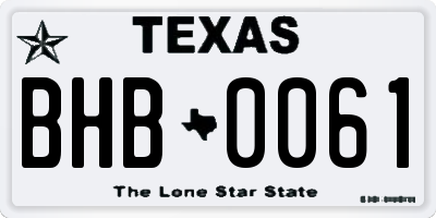 TX license plate BHB0061