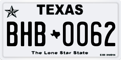 TX license plate BHB0062