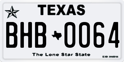 TX license plate BHB0064