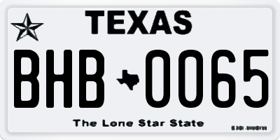 TX license plate BHB0065