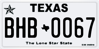 TX license plate BHB0067