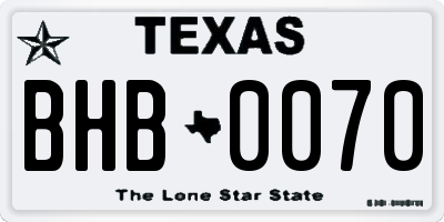 TX license plate BHB0070