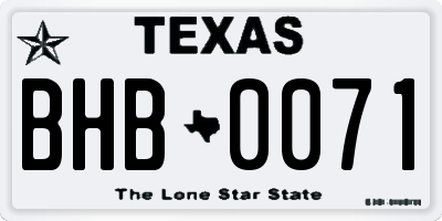 TX license plate BHB0071