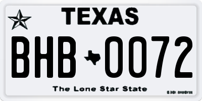 TX license plate BHB0072